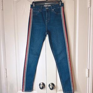 Topshop Jamie Moto Hi Rise Crop Skinny Jeans Size 28 W To Fit L 32
